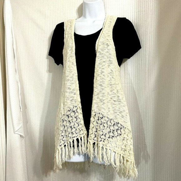 Oh MG! Sweater Cardigan Fringed Open Front Casual‎ - Picture 1 of 5